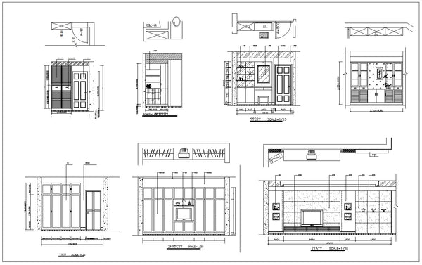 Interior Design Cad Design Details Elevation Collection Residential Building Living Room Bedroom Restroom Decoration Autocad Blocks Drawings Cad