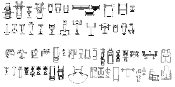 Gym,Fitness equipment CAD Blocks Bundle-Stadium,Gymnasium, playground ...