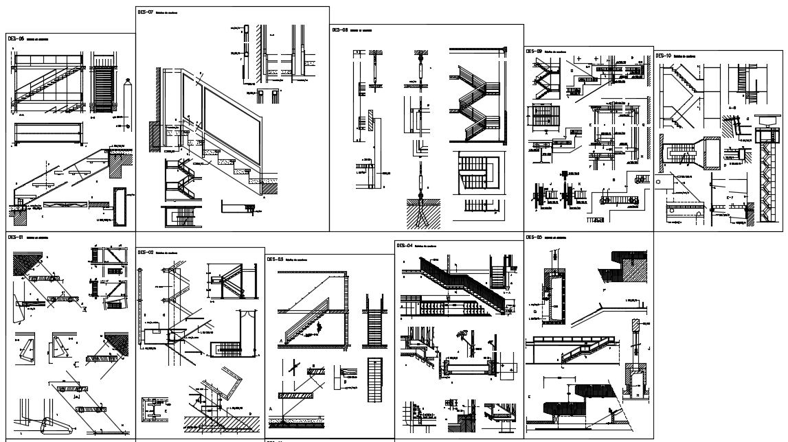 Detail drawing of stair design drawing with all detailing drawing in this auto cad file.