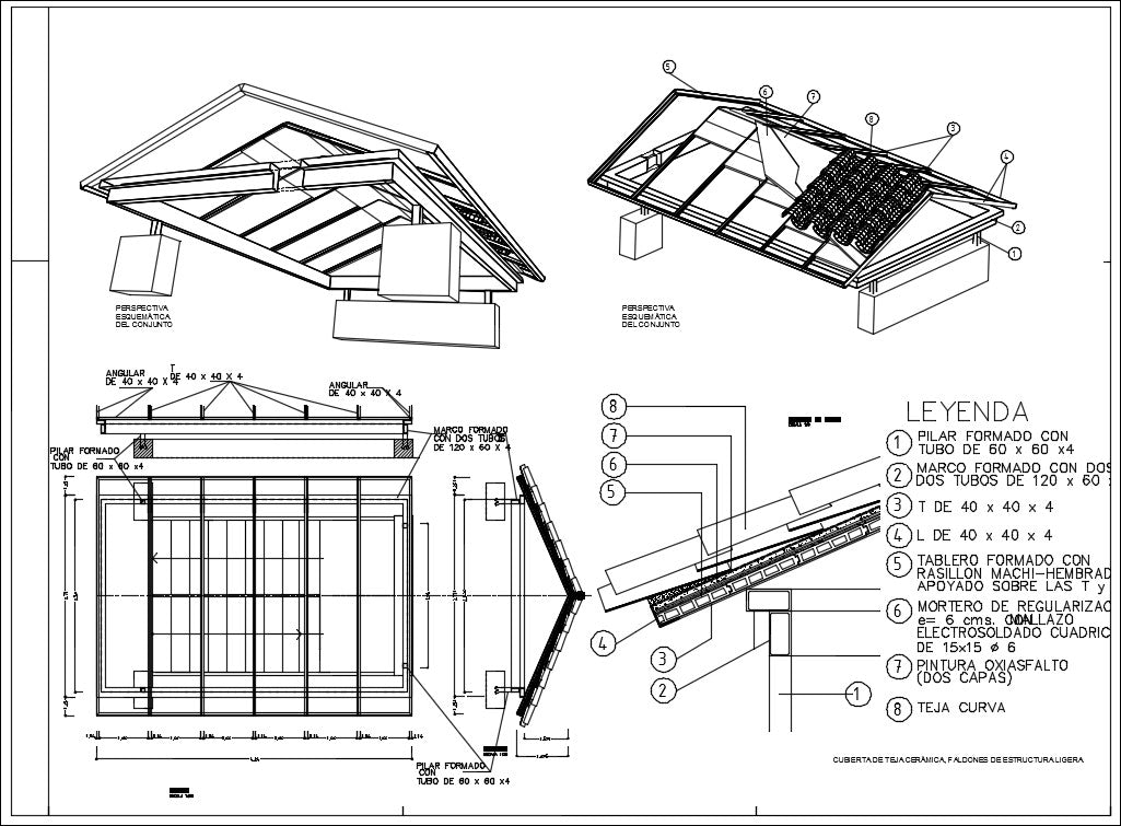 Roof sectional detail cad drawing