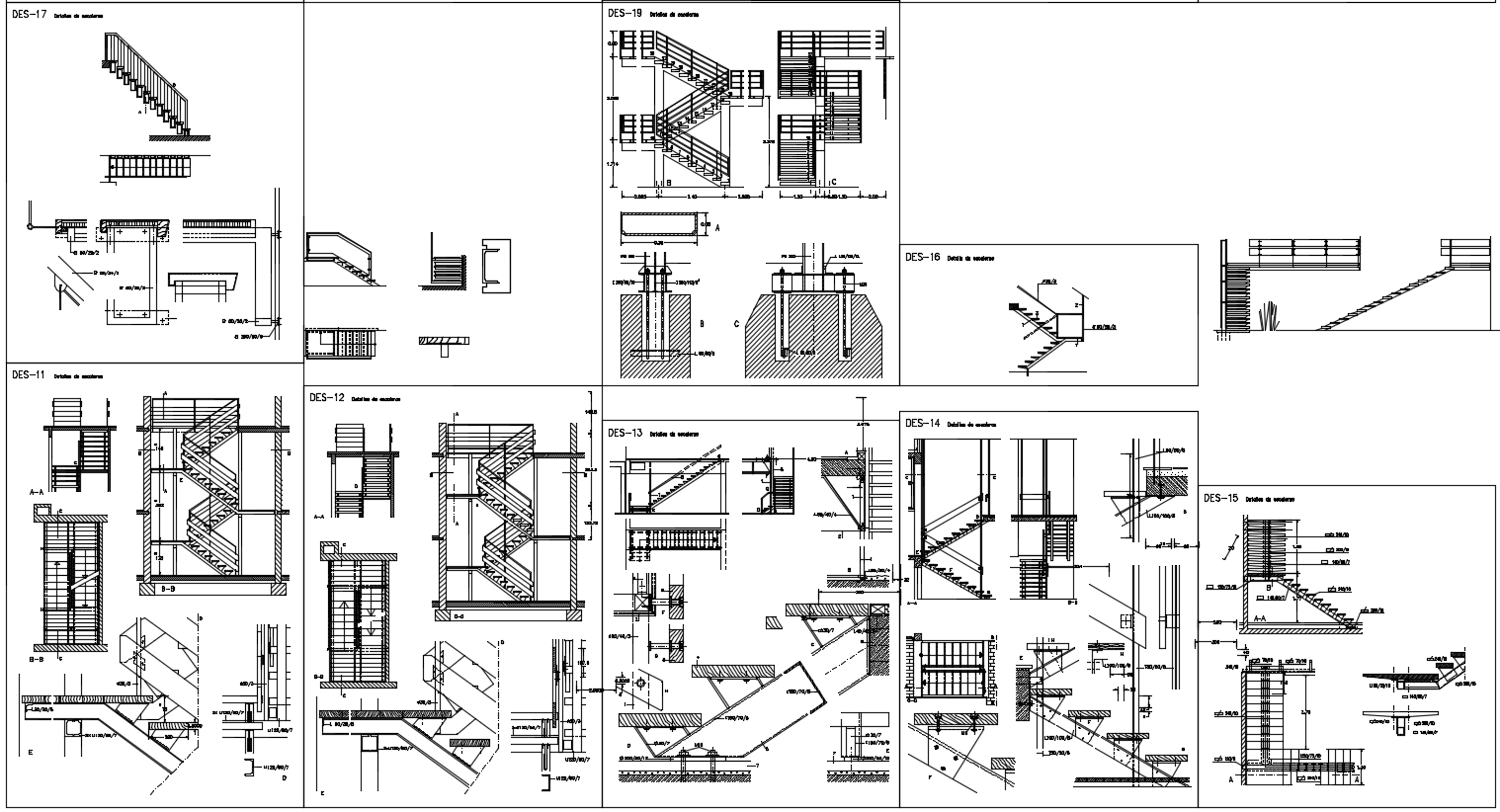 Detail drawing of stair design drawing with all detailing drawing in this auto cad file.