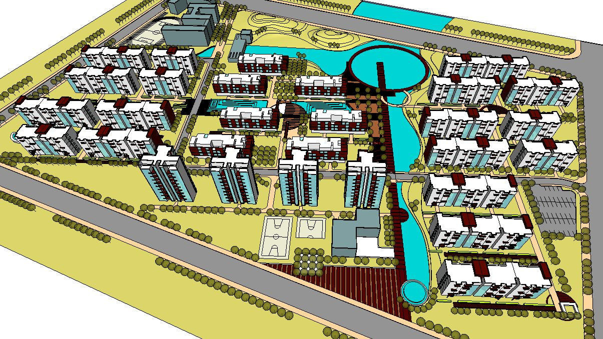 【10 Large-Scale Residential Construction and Landscape Sketchup Models】