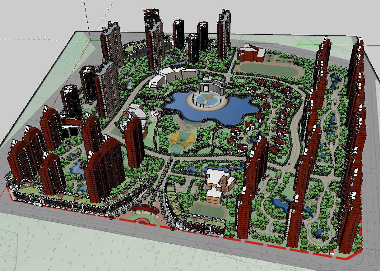 【10 Large-Scale Residential Construction and Landscape Sketchup Models】