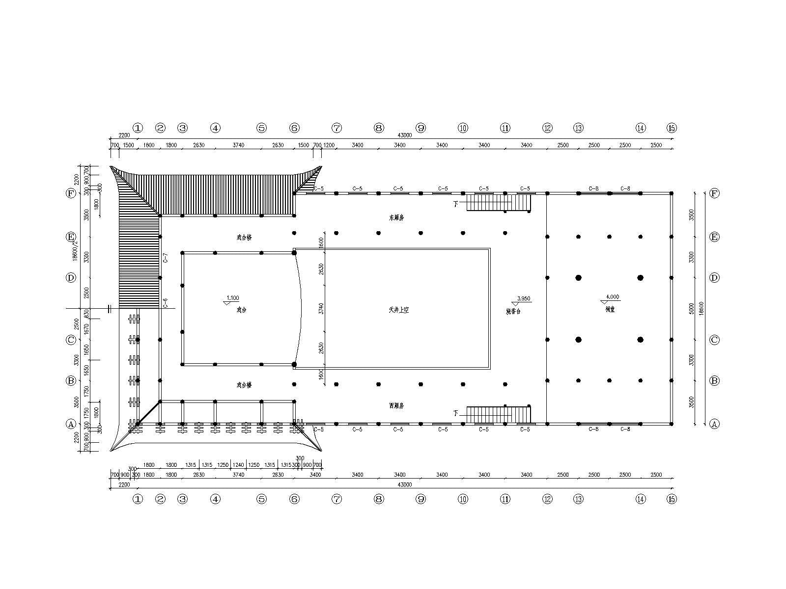 Chinese Architecture CAD Drawings-Stage, ancestral hall