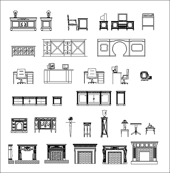 tv cabinet cad block free