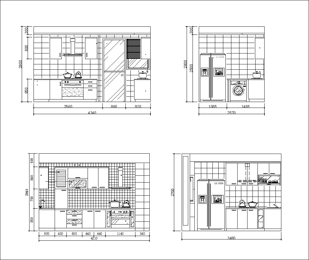 Various Kitchen Cabinet Autocad Blocks & elevation V.1】All kinds of