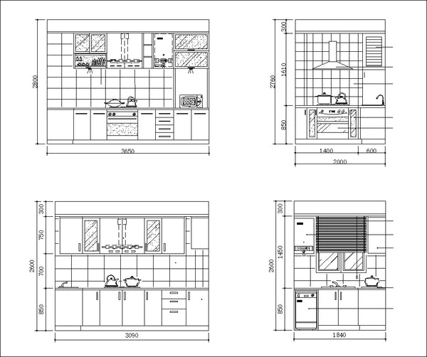 Various Kitchen Cabinet Autocad Blocks Elevation V 1 All