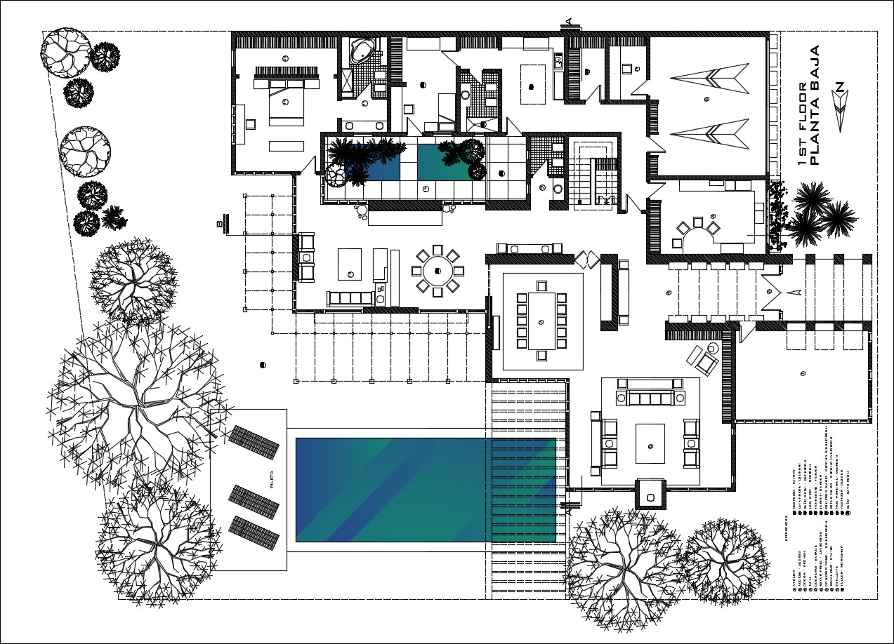 Modern residence bungalows – CAD Design | Free CAD Blocks,Drawings,Details