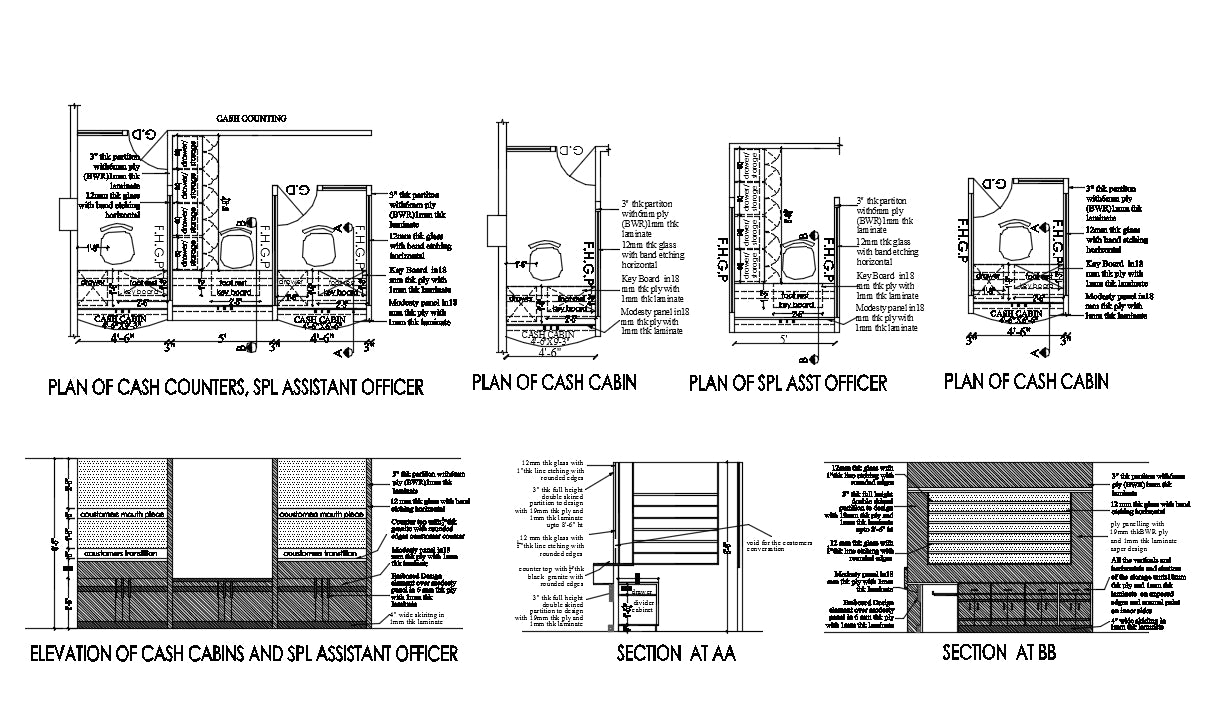 Bank interior design drawings