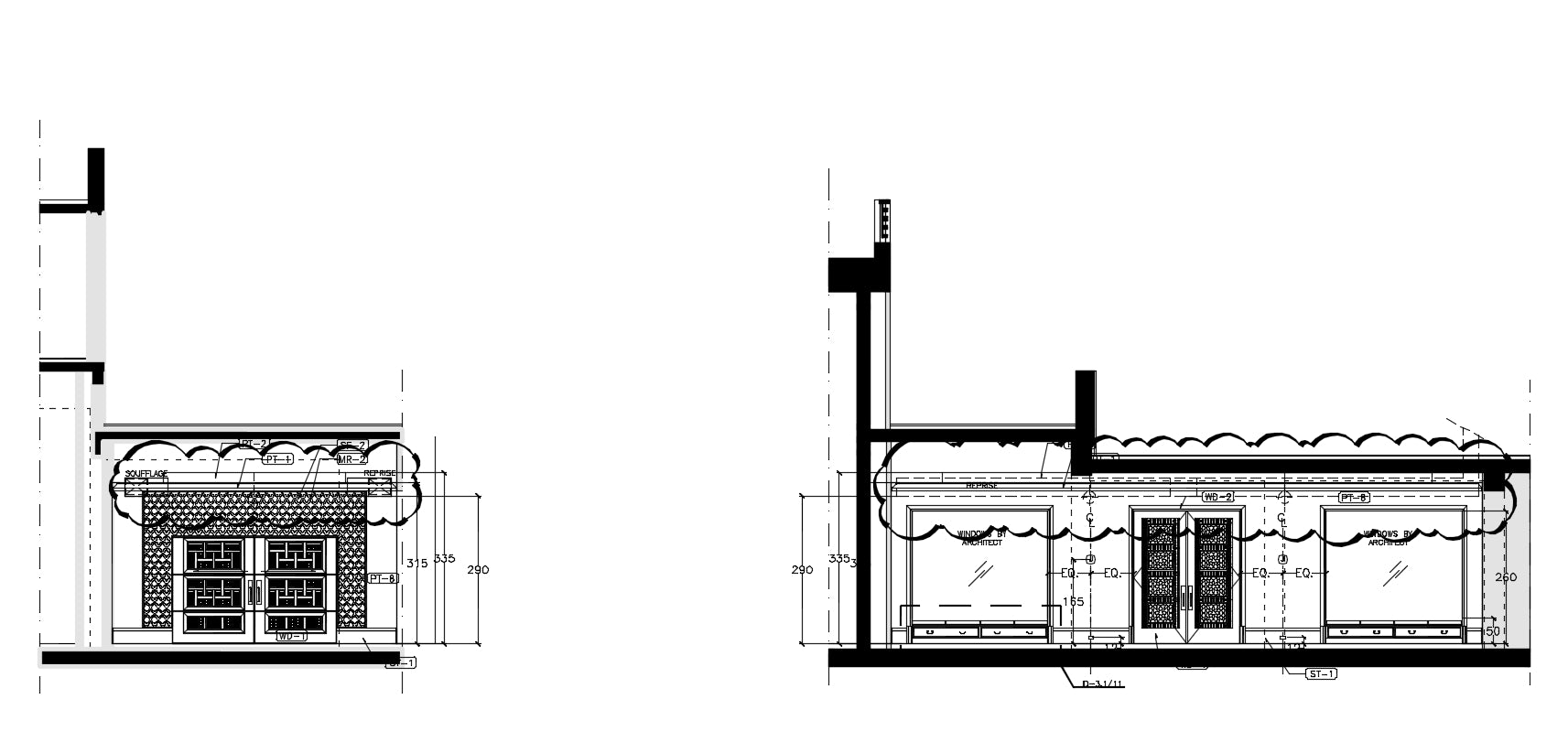 House drawing room interiors detail and design in cad