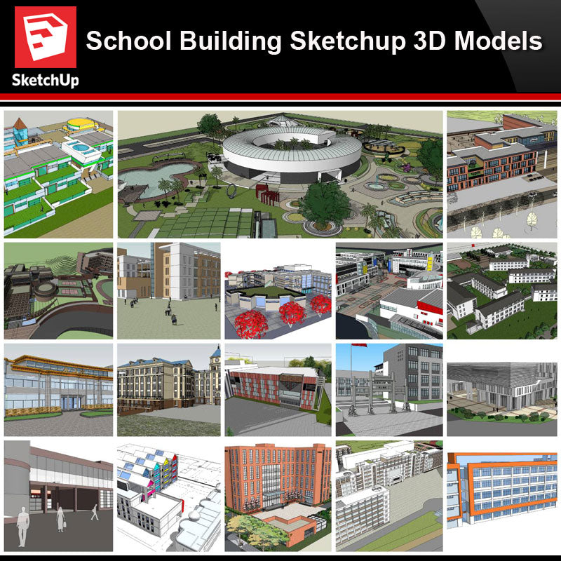 💎【Sketchup Architecture 3D Projects】School Sketchup Model V7