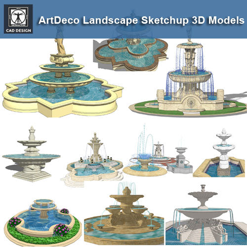 European Fountain Landscape-Sketchup 3D Models(Best Recommanded!!)