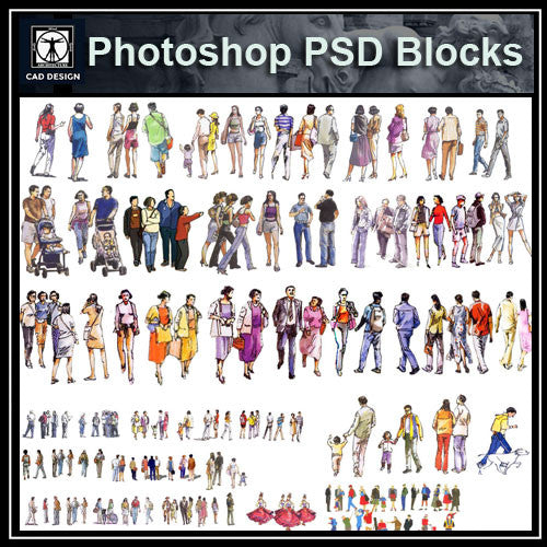 Hand-painted PSD People Blocks 1