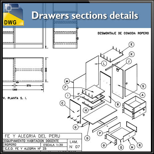 Drawers sections detail in autocad dwg files � CAD Design ...