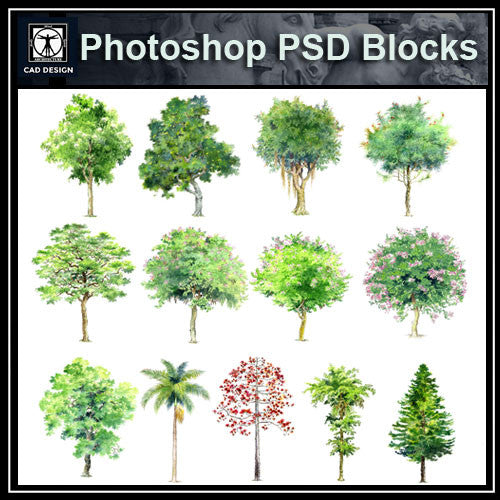 Hand-painted PSD Tree Blocks 1