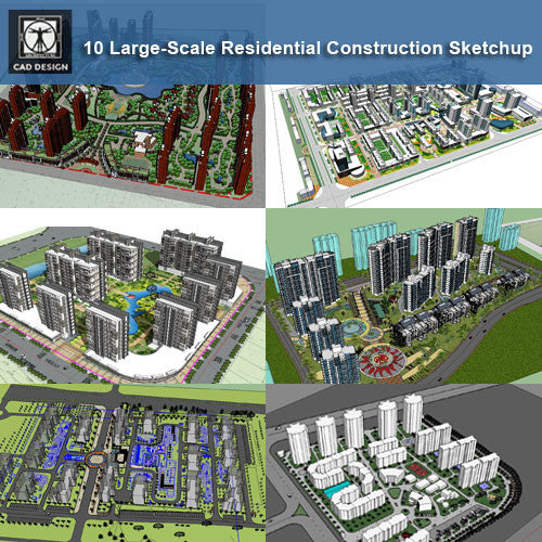 【10 Large-Scale Residential Construction and Landscape Sketchup Models】