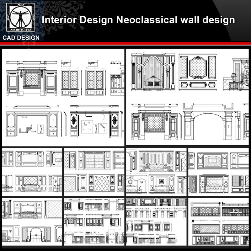 Interior Design Neoclassical Wall Design V2 All Kinds Of Neoclassical Wall Design Cad Drawings Bundle
