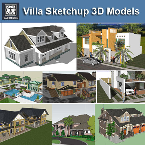 Download 13 Types of Villa Sketchup 3D Models】 (Recommanded!!) – CAD Design  | Free CAD Blocks,Drawings,Details