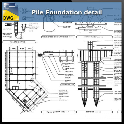 Pile Foundation details – CAD Design | Free CAD Blocks,Drawings,Details
