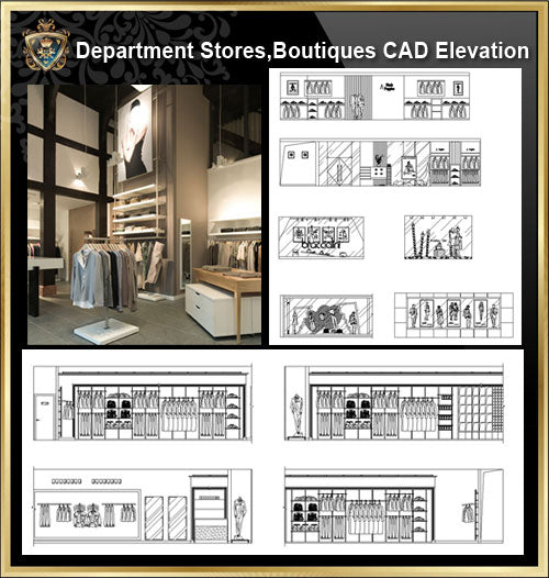 ★【Shopping Centers,Store CAD Design Elevation,Details Elevation Bundle】@Shopping centers, department stores, boutiques, clothing stores, women's wear, men's wear, store design-Autocad Blocks,Drawings,CAD Details,Elevation