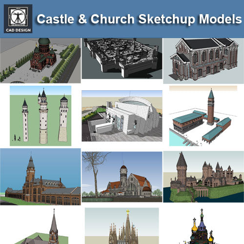 European Castle & Church 3D Models-Sketchup 3D Models(Best Recommanded!!) - CAD Design | Download CAD Drawings | AutoCAD Blocks | AutoCAD Symbols | CAD Drawings | Architecture Details│Landscape Details | See more about AutoCAD, Cad Drawing and Architecture Details