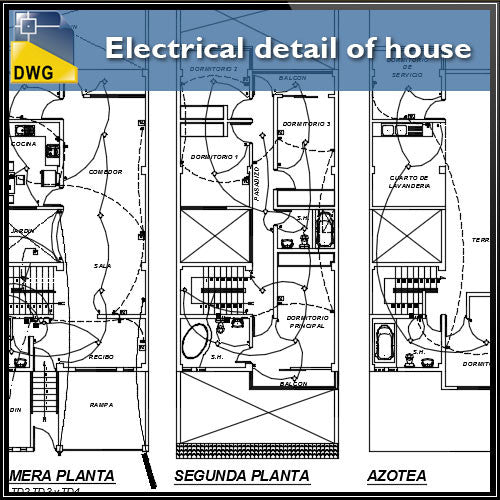  Electrical  detail of house  in autocad  dwg files CAD  