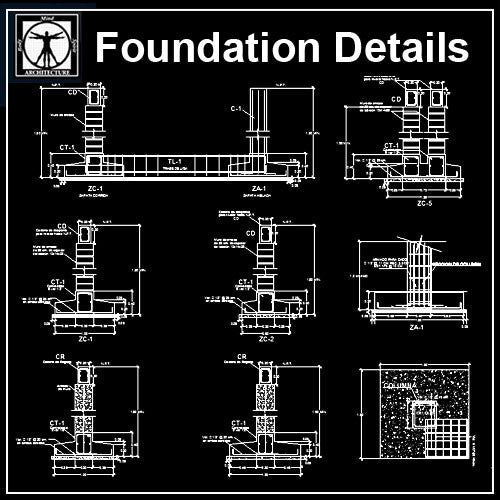 autocad details concrete footing