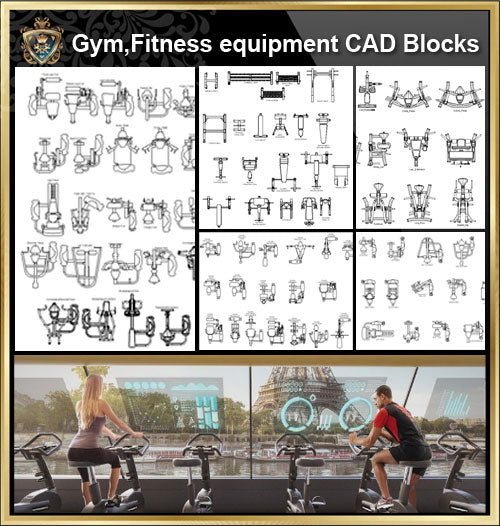 ★【All Gym,Fitness equipment CAD Blocks Bundle-Gymnasium, sports hall, gym, fitness equipment, weightlifting, dumbbells, yoga, treadmill, stepper】