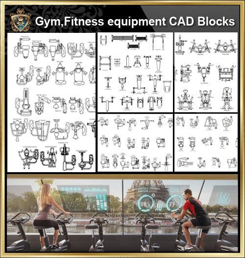 ★【All Gym,Fitness equipment CAD Blocks Bundle-Gymnasium, sports hall, gym, fitness equipment, weightlifting, dumbbells, yoga, treadmill, stepper】@Gem CAD Blocks,Autocad Blocks,Drawings,CAD Details