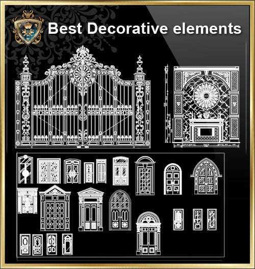 Over 500+ Neoclassical Interiors Decor, Decorative elements-Frame,Pattern,Border,Door,Windows,Cabinet,Lattice,Ceiling,Paving