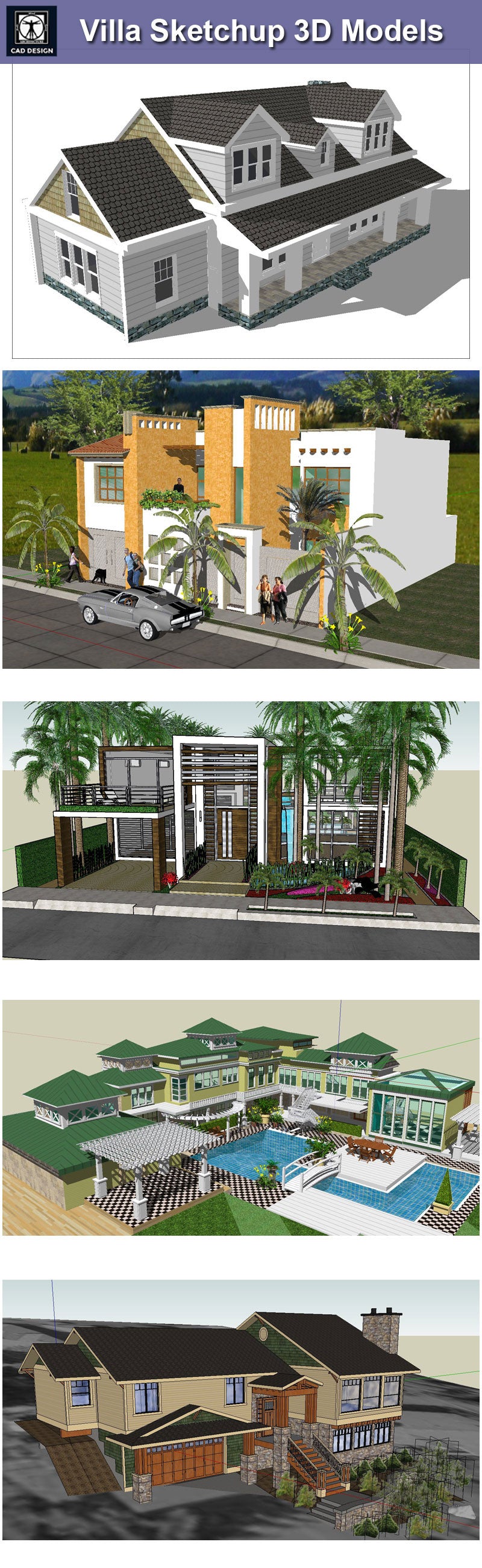 【Download 13 Kings of Villa Sketchup 3D Models】 (Recommanded!!)