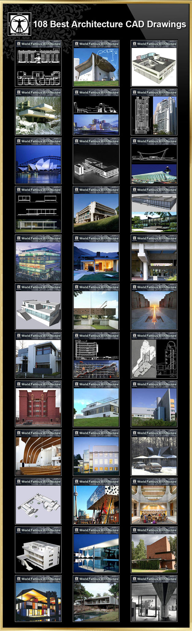 【108 Best Architecture CAD Drawings】(Best Collections!!)