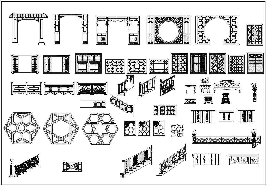 All Chinese Decoration Elements CAD blocks