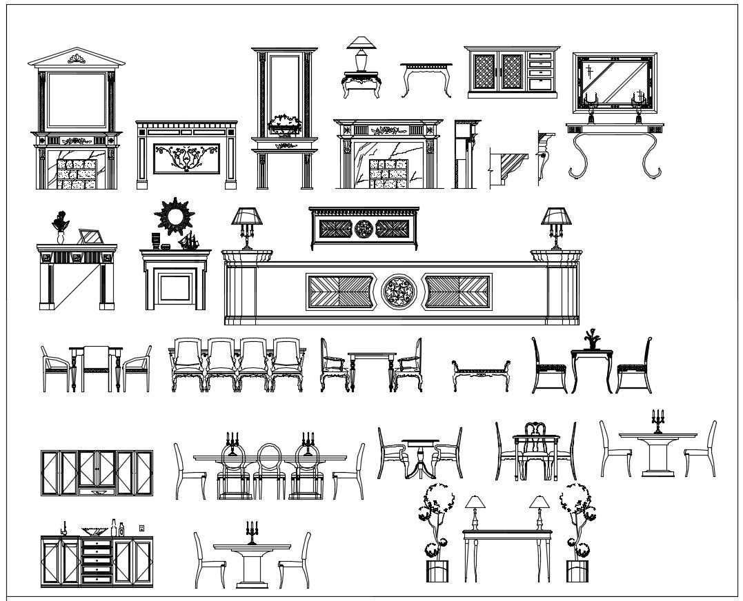 Over 500+ Neoclassical Interiors Decor, Decorative elements-Frame,Pattern,Border,Door,Windows,Cabinet,Lattice,Ceiling,Paving