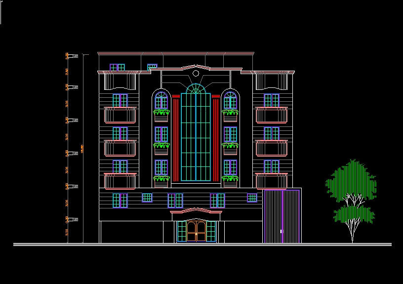 Building Elevation 2 – CAD Design | Free CAD Blocks,Drawings,Details