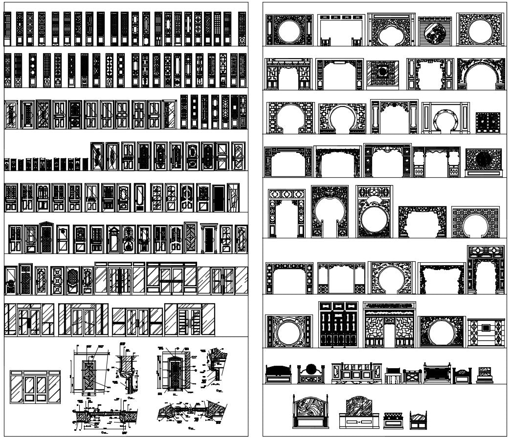 Over 500+ Chinese Decorative elements-Frame,Pattern,Border,Door,Windows,Roof,Lattice,Carved Wood