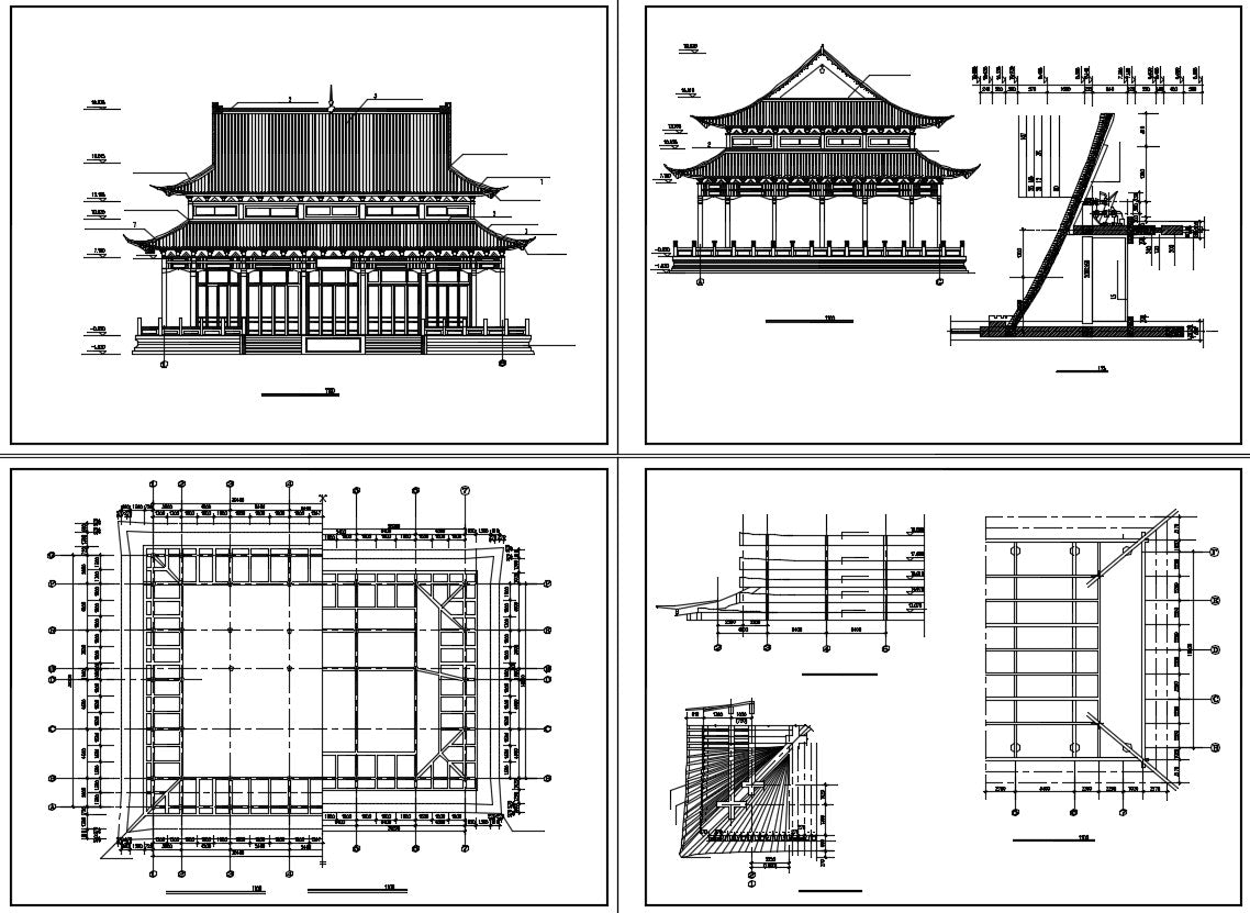 Chinese Architecture CAD Drawings(Grand Hall of Chinese Temple)