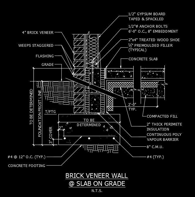 Free Cad Details Brick Veneer Wall Slab Cad Design