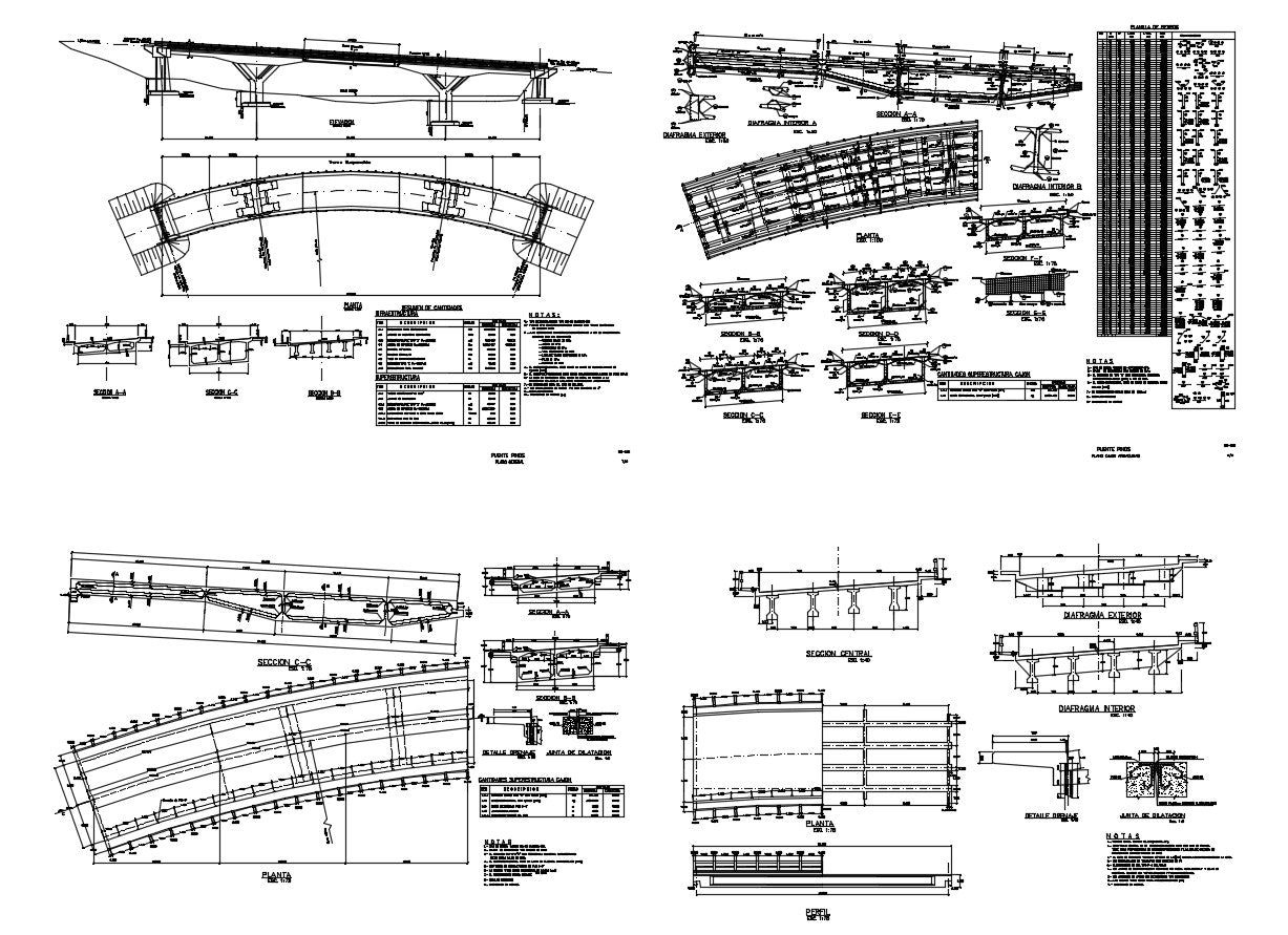  Bridge Structure Detail .The architecture layout plan and elevation plan of Concrete Bridge also detailing of construction design about bridge in autocad format.