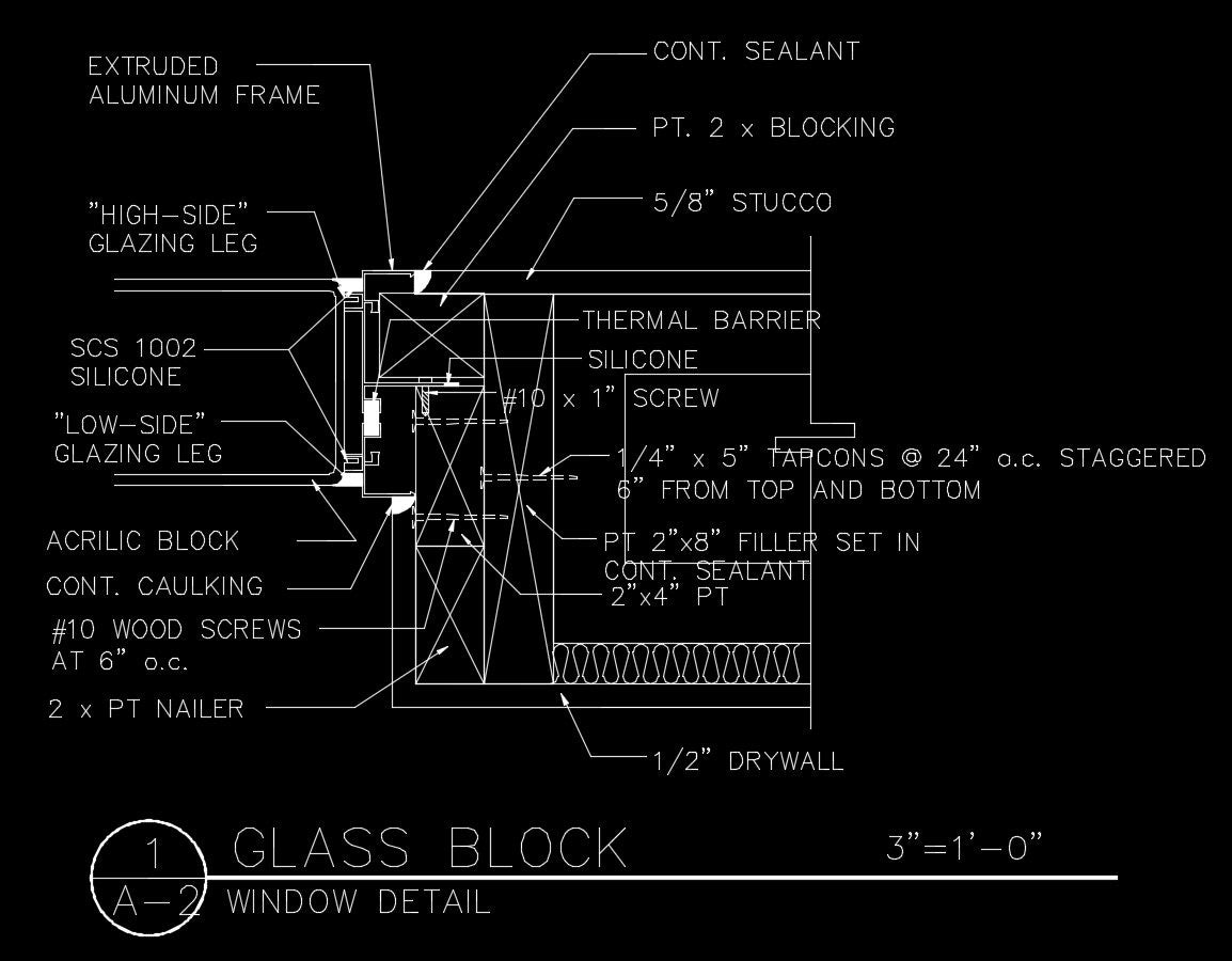 Free CAD Details-Glass Block Detail – CAD Design | Free CAD Blocks