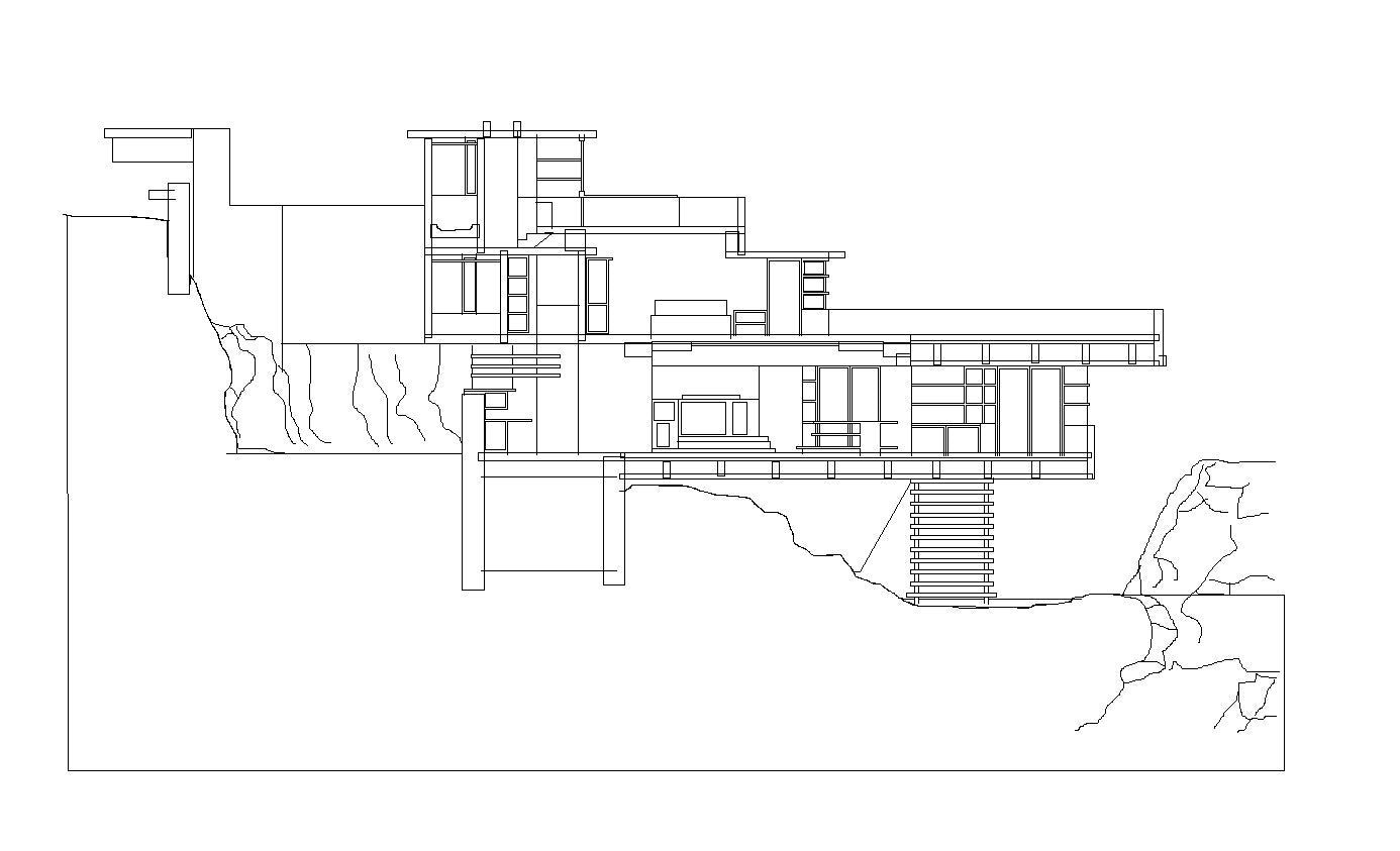 Falling Water-Frank Lloyd Wright – CAD Design | Free CAD Blocks ...
