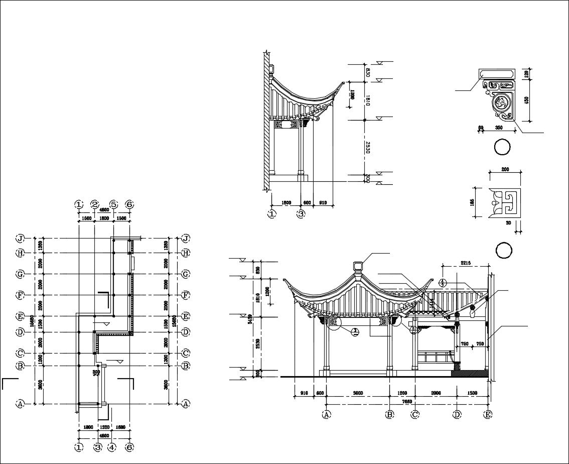Chinese Architecture CAD Drawings-Chinese Pavilion,Garden