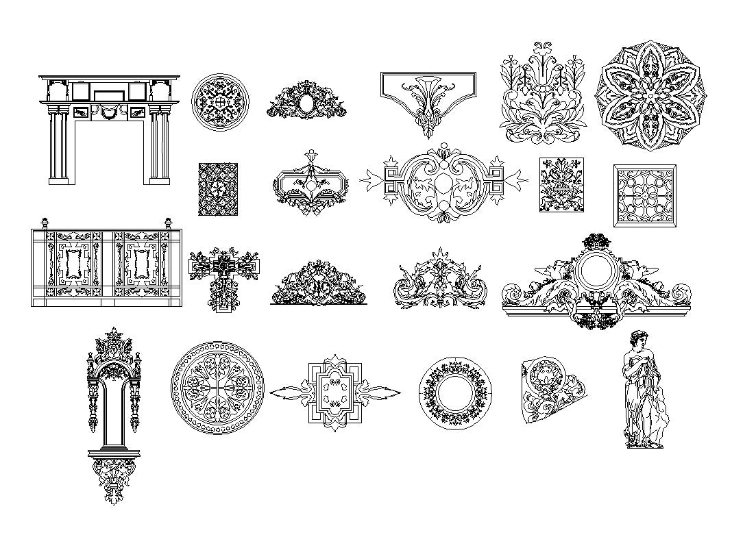 Free Decorative Elements V8 – CAD Design | Free CAD Blocks,Drawings,Details