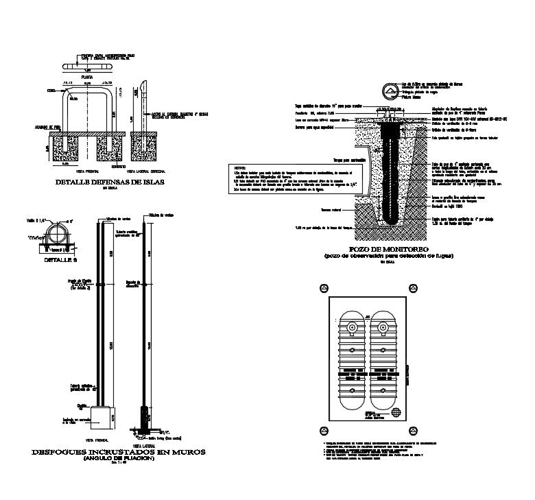 Fual tank insttalations design and detail guide in autocad dwg files. Include working plan, sections, elevations, working plan and detail of fual tank.