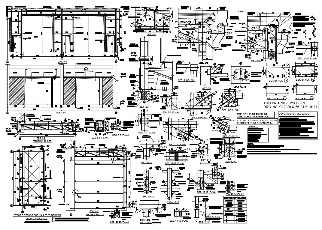 Details of the typical construction of canopy dwg files autocad files