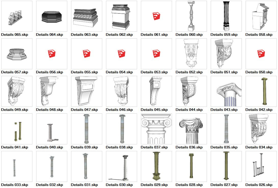 European Architecture Elements 3D Models-Sketchup 3D Models