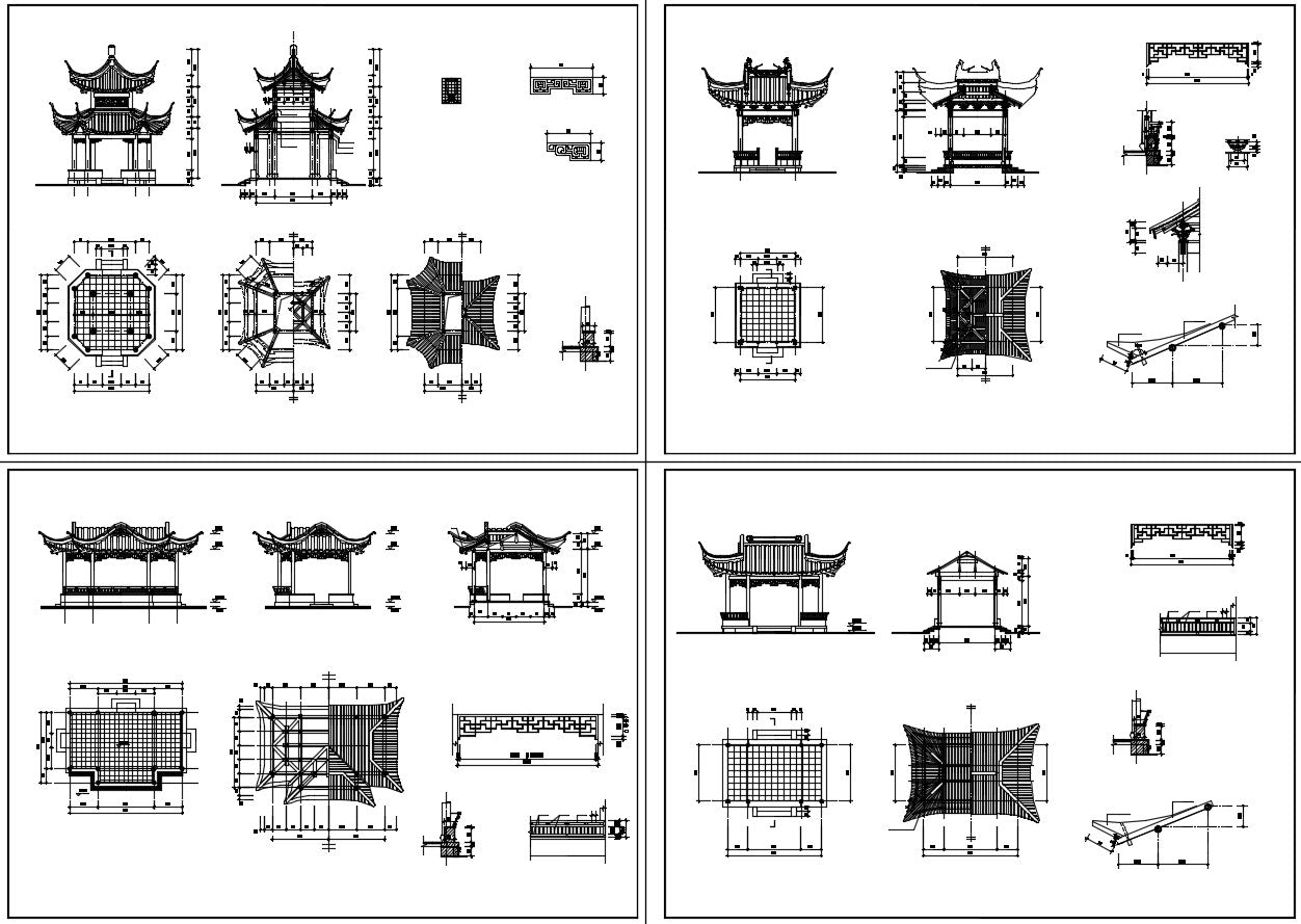 Chinese Architecture CAD Drawings-All Chinese Pavilion Collections