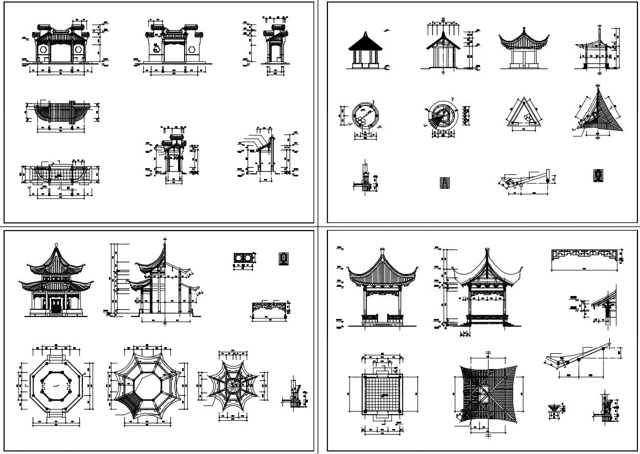 Chinese Architecture CAD Drawings-All Chinese Pavilion Collections