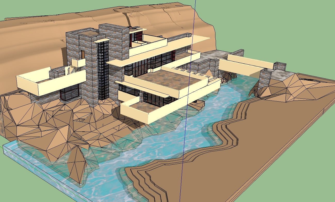 Sketchup 3d Architecture Models Fallingwater Frank Lloyd Wright - revit 3d models free download