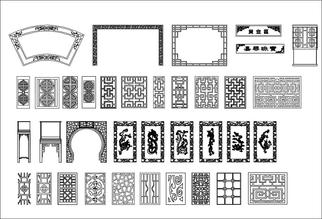 All Chinese Carved CAD Elements V.1